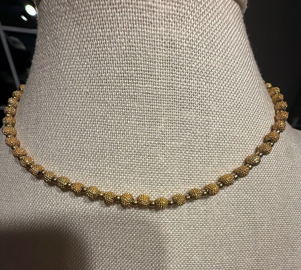 Vintage Napier Gold Tone Beaded Necklace 15”